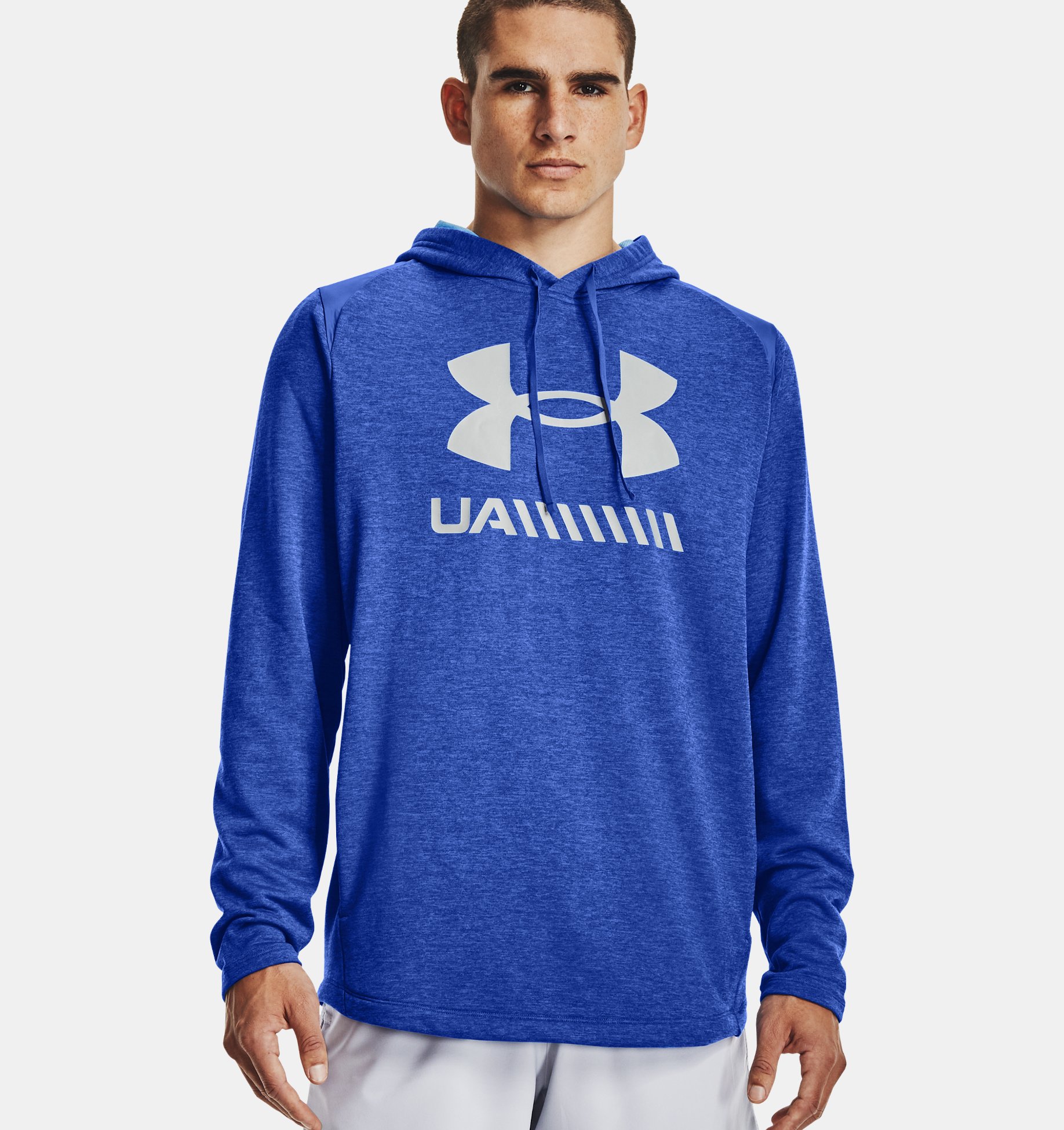 Blue Under Armour Tech Terry Mens Training Pullover Hoody 